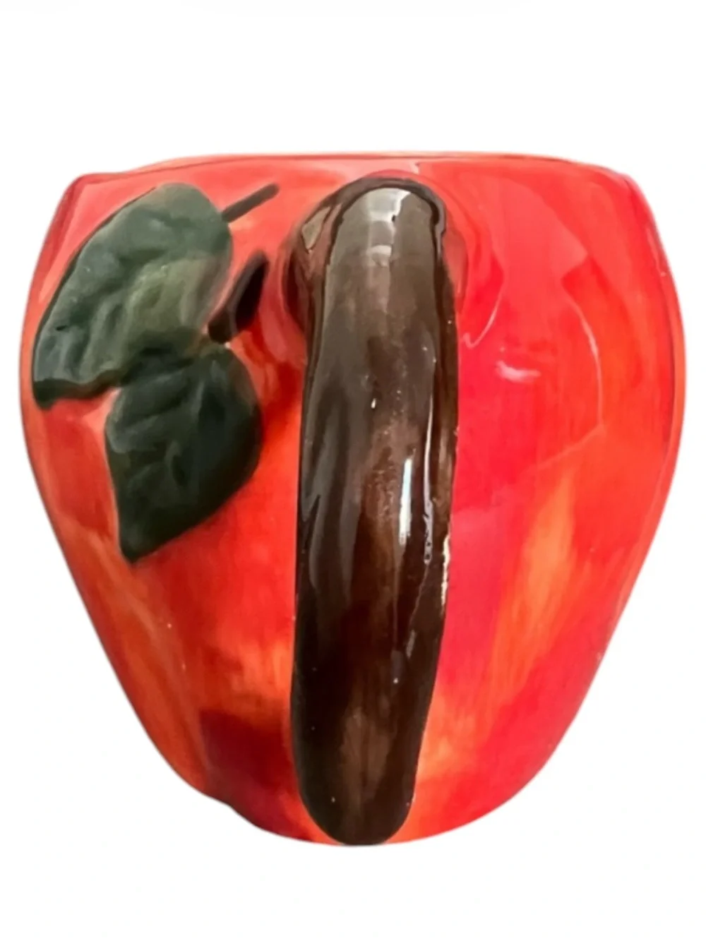 Anthropologie Cider Season Hand Painted Glazed Stoneware 2 Apple Mugs Open Box